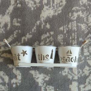 Yankee Candle White "At The Beach" Accent Candle Holders